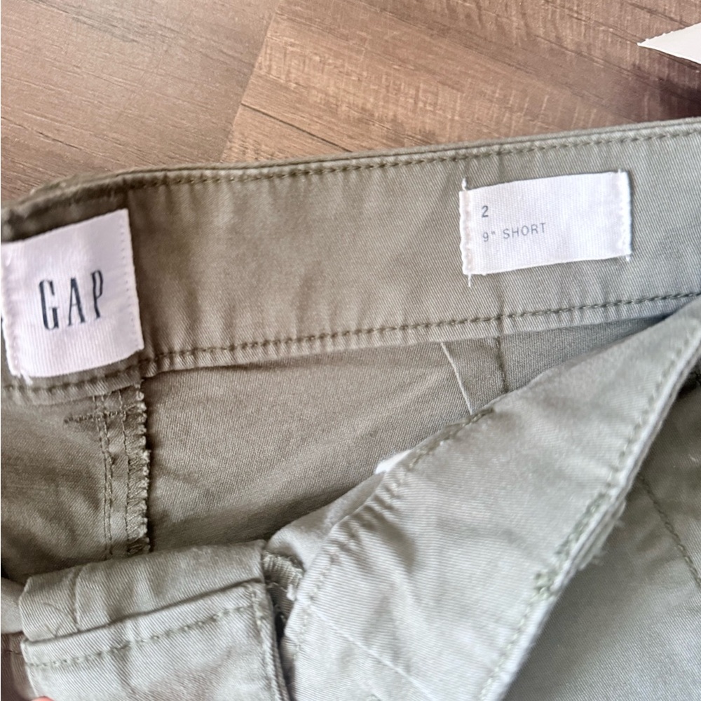 GAP Olive Flat-Front Chino Shorts - Picture 2 of 3